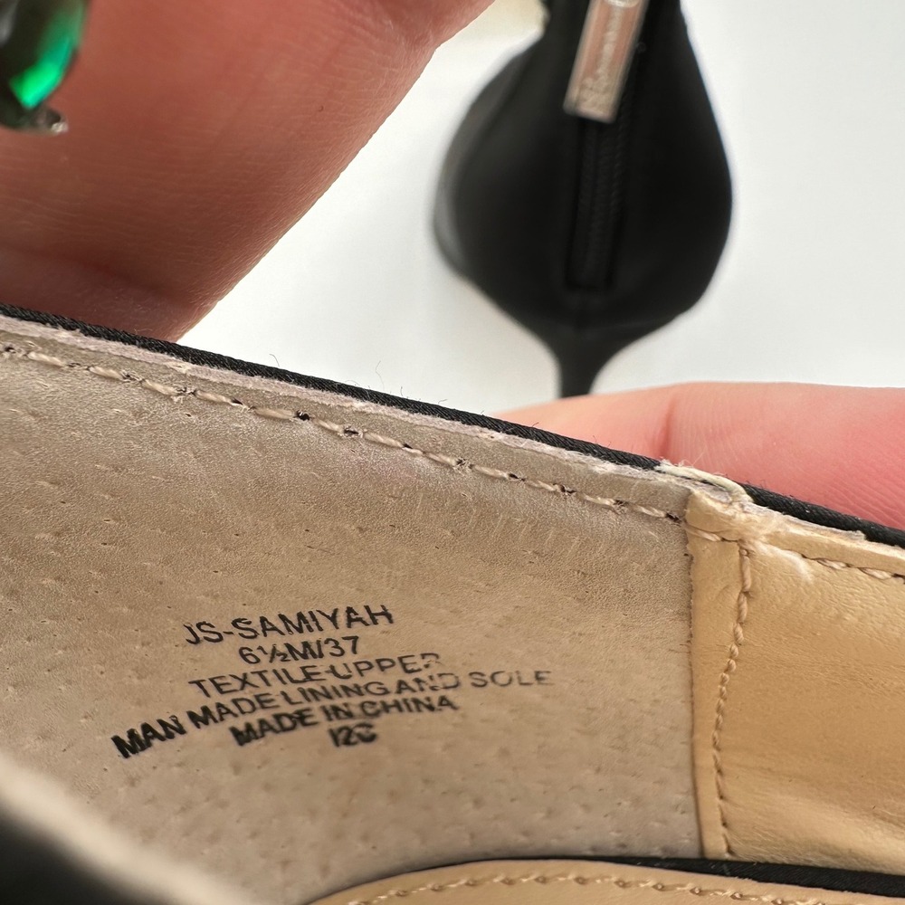 JESSICA SIMPSON Samiyah Jewel Ankle Strap Point Toe Pumps Black Matte Satin 6.5 - Picture 14 of 16